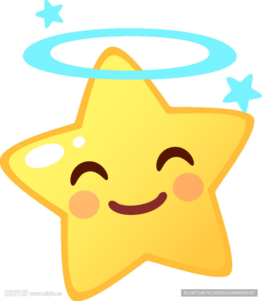 带光环的微笑星星