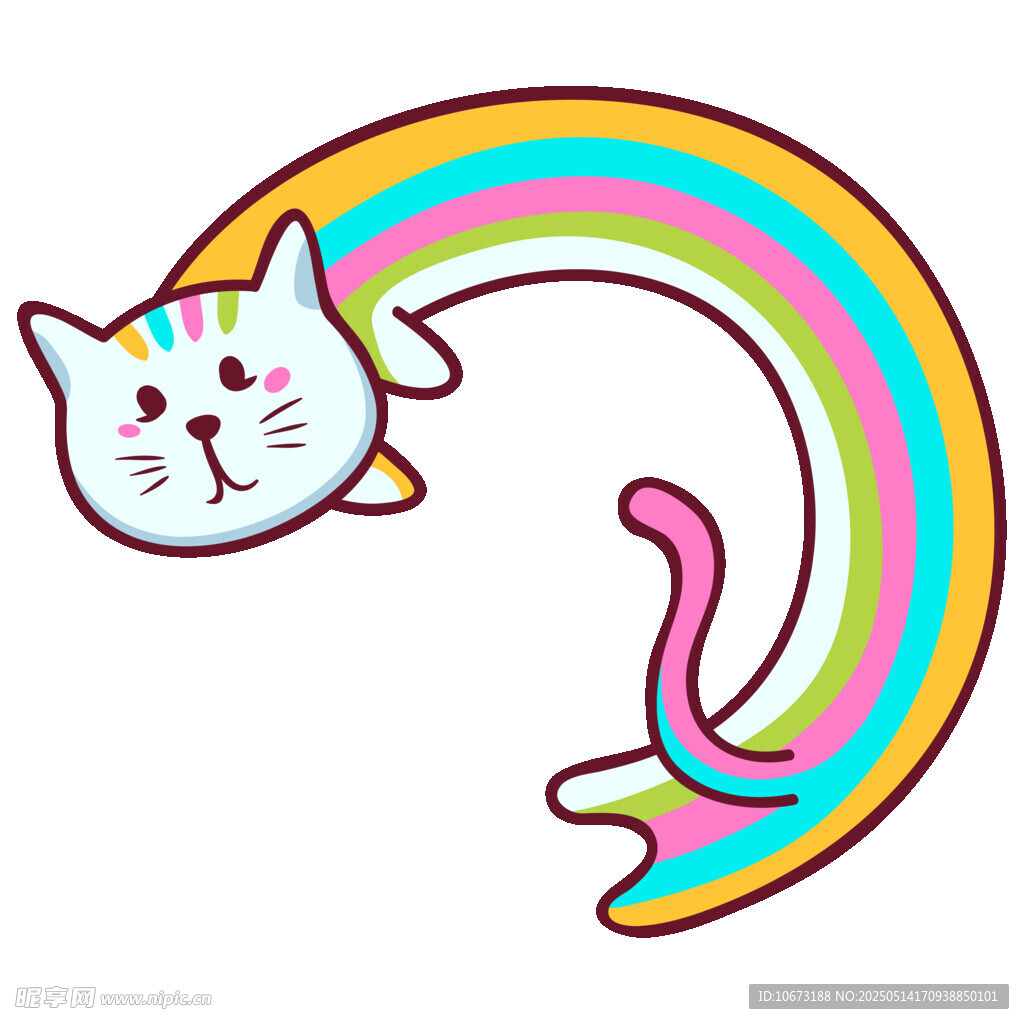 彩虹上的可爱猫咪