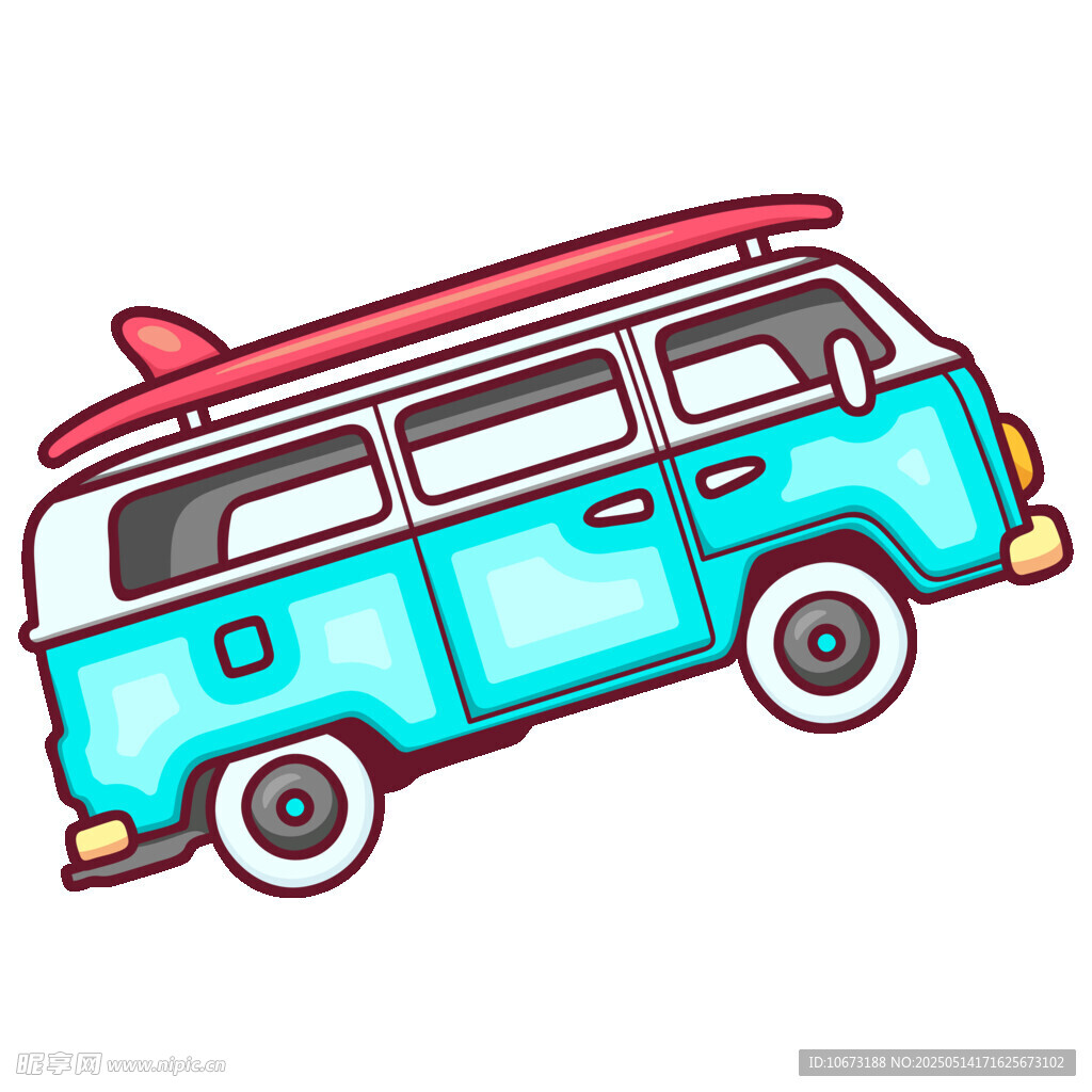 复古蓝白旅行车