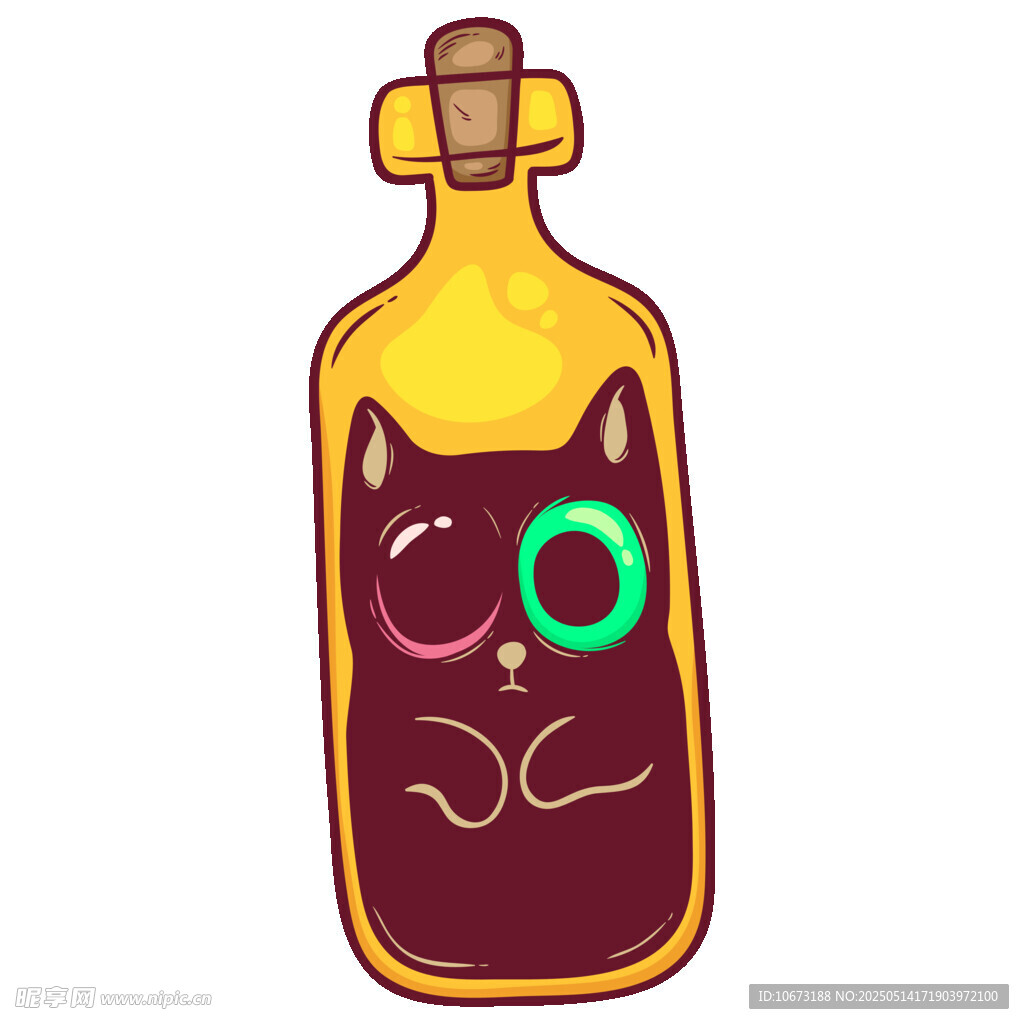 猫咪图案的复古玻璃瓶