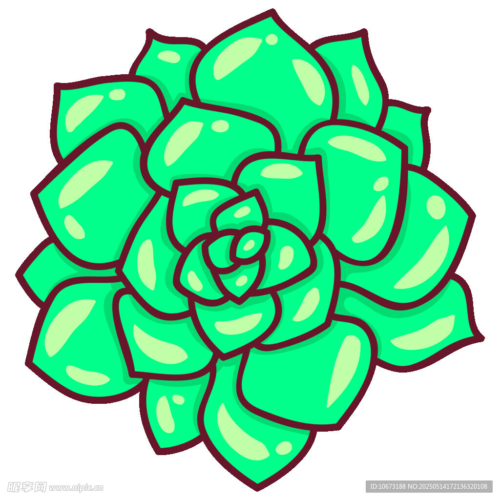 可爱绿色多肉植物插画