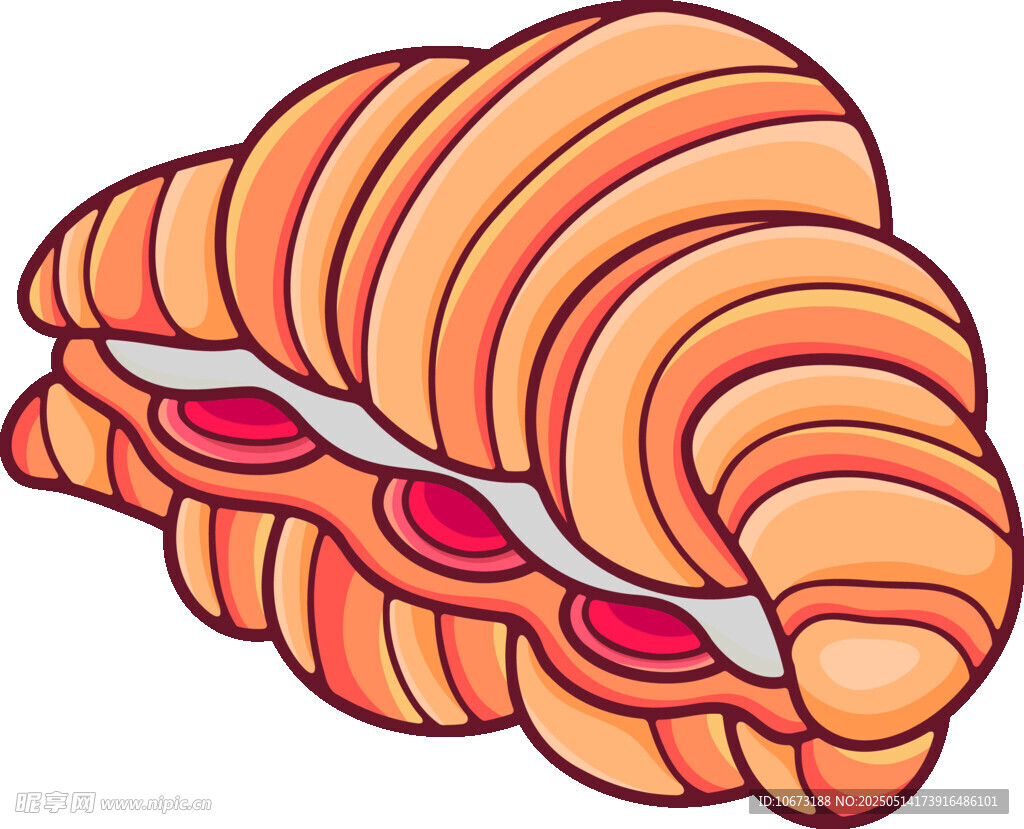 美味夹心牛角面包插画