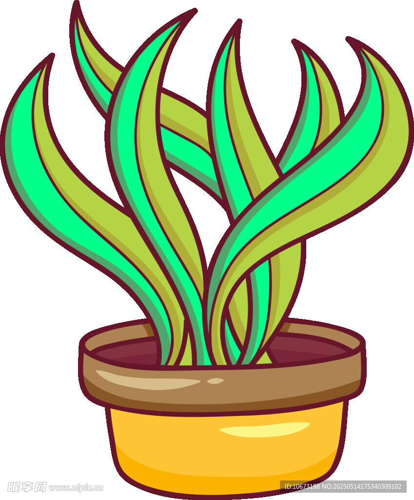 卡通盆栽绿植插画