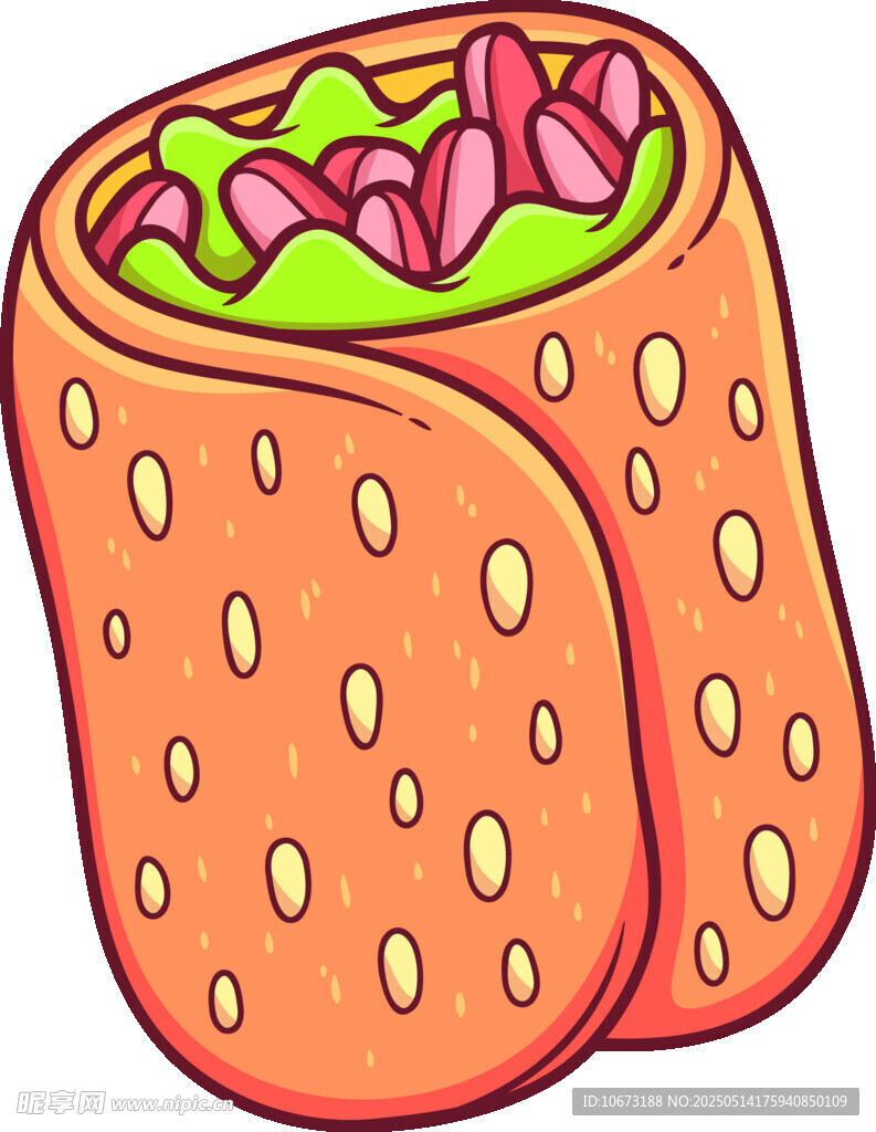 美味卡通卷饼插画