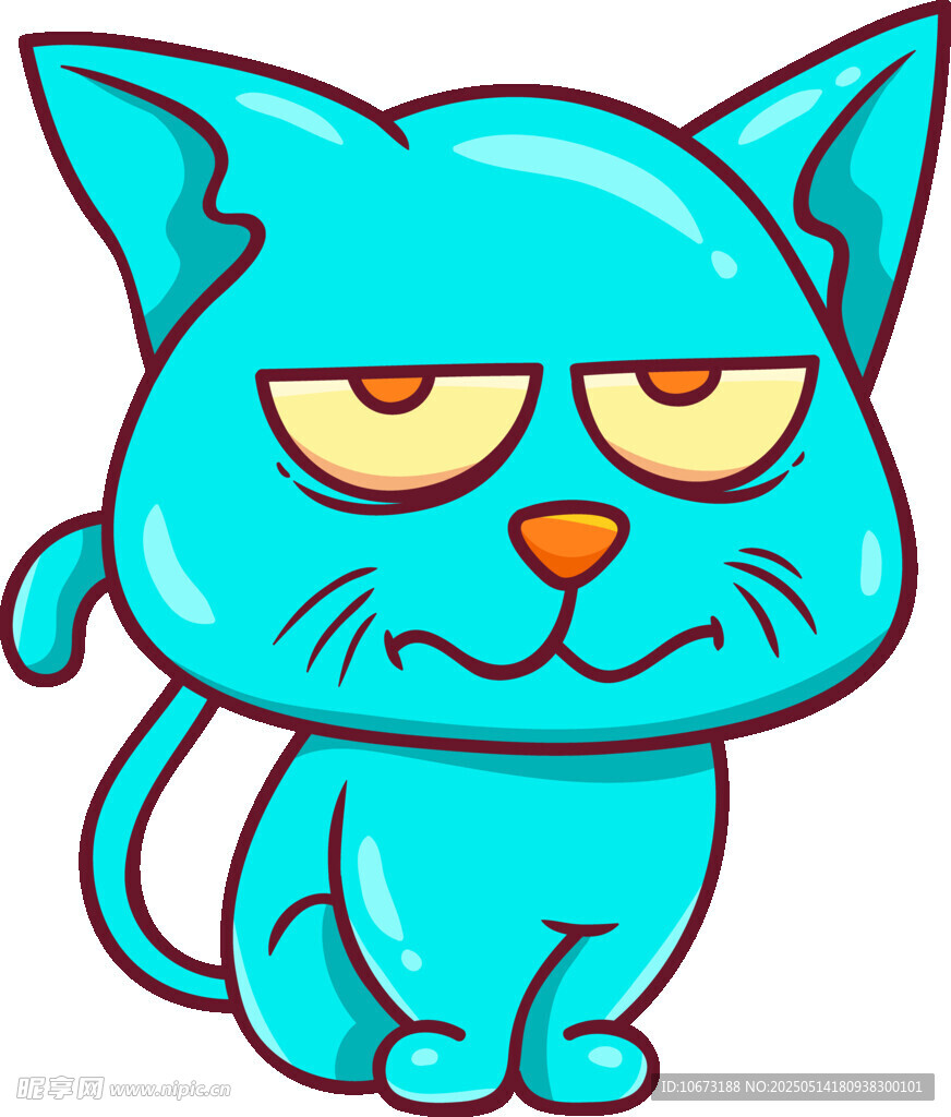 生气的蓝色卡通猫咪