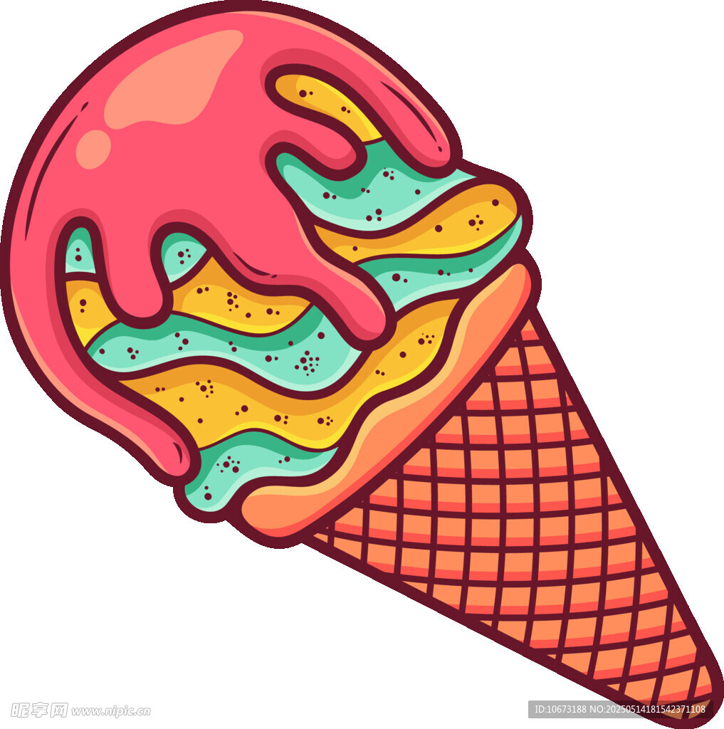 美味冰淇淋甜筒插画
