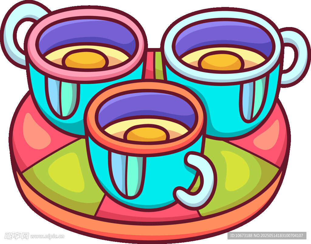 多彩茶杯插画