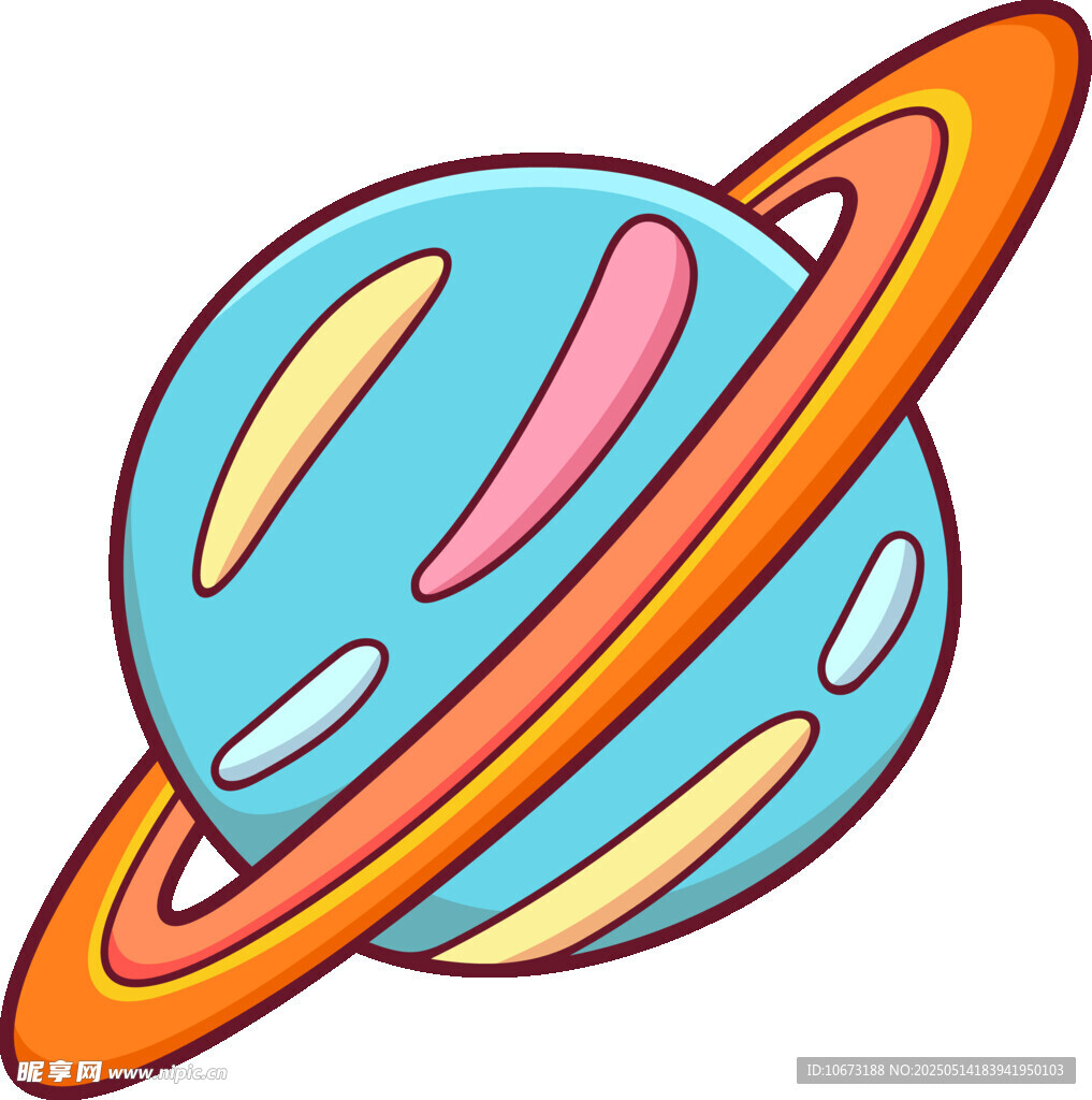 卡通风格的带环星球形象