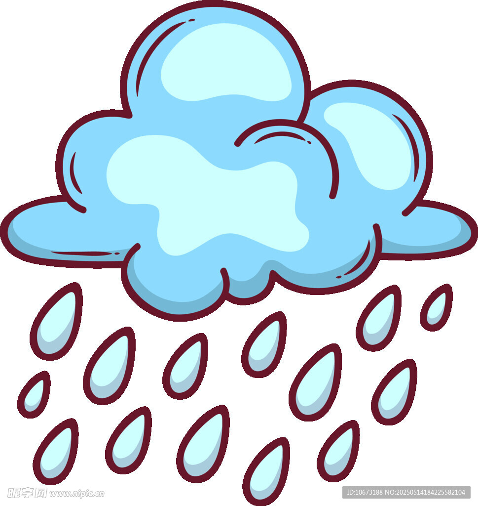卡通风格下雨云朵图案