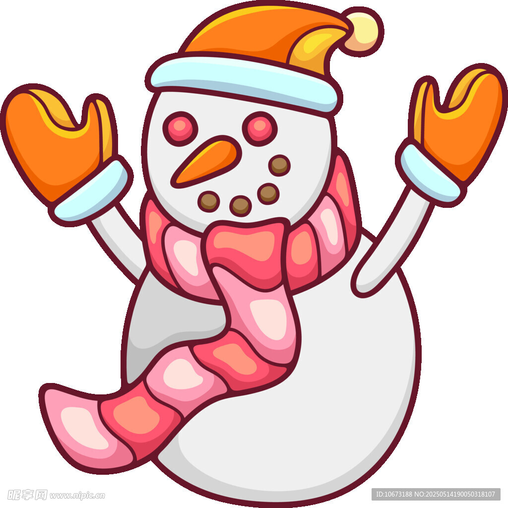 可爱雪人戴帽围围巾