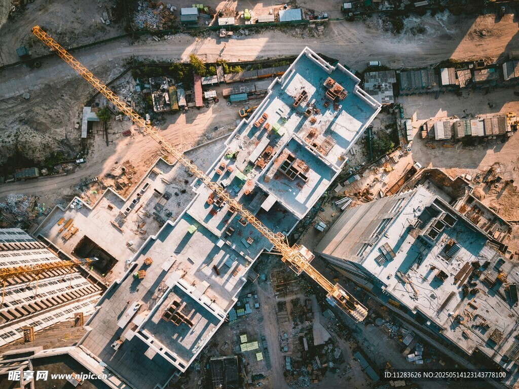 城市建筑工地俯瞰景象