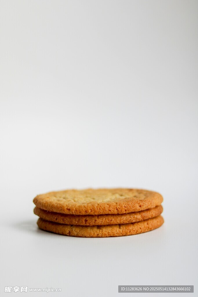 堆叠的美味圆形饼干