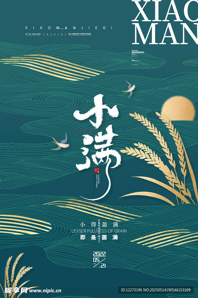 小满节气插画海报