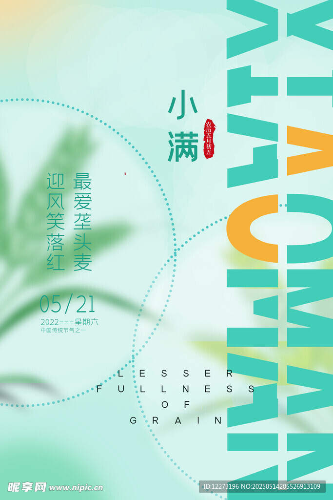 小满节气清新插画海报