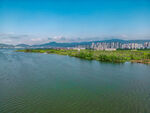 湖畔城市风光美景