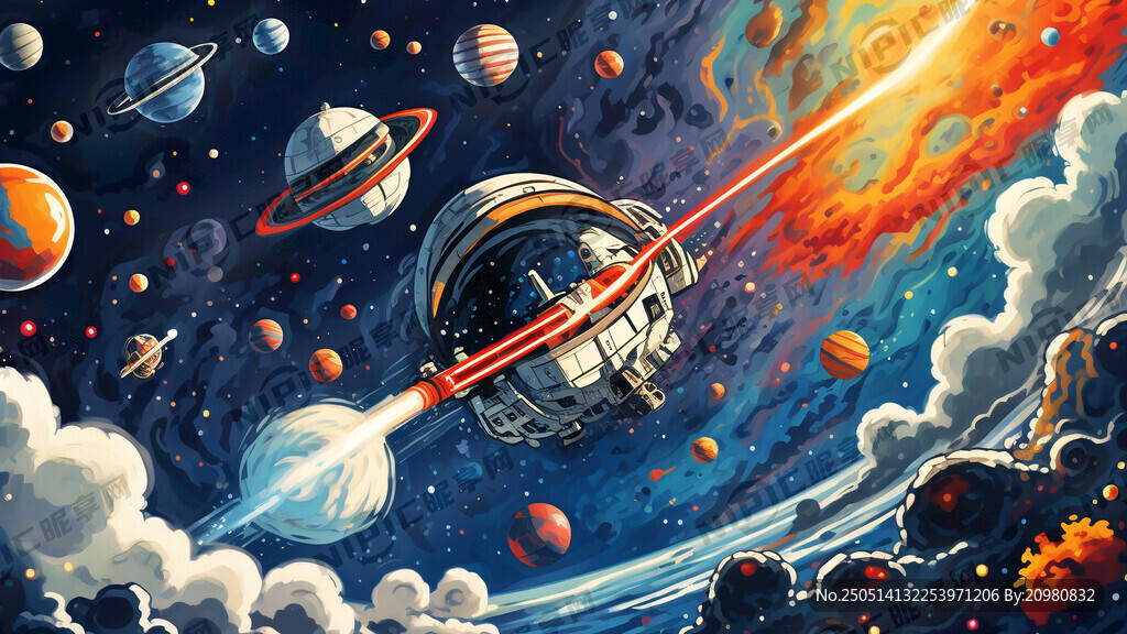 生成一张卡通太空图