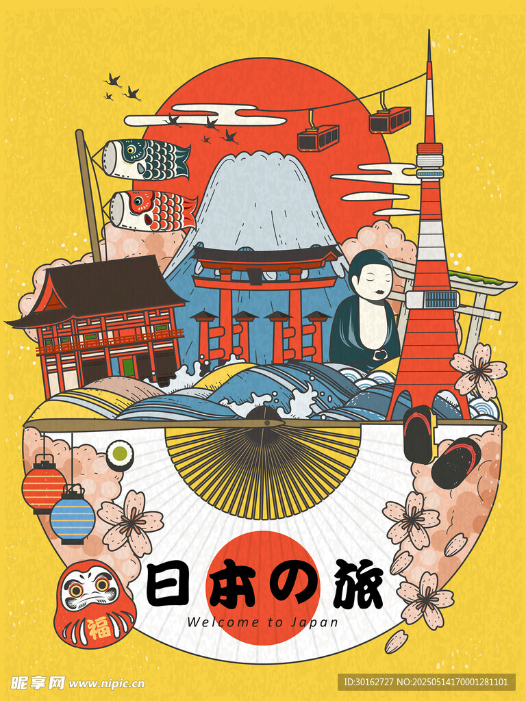 日本之旅插画风景展示