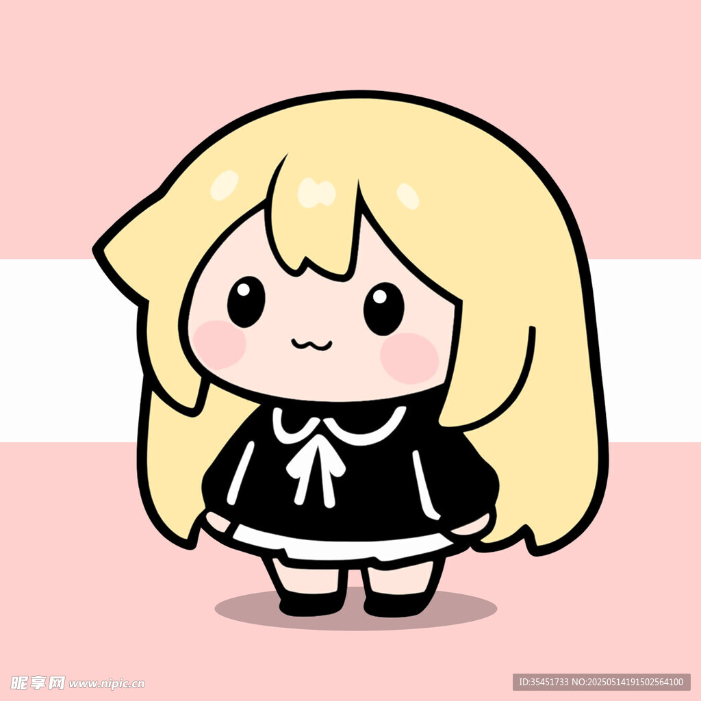 可爱金发女仆风卡通女孩