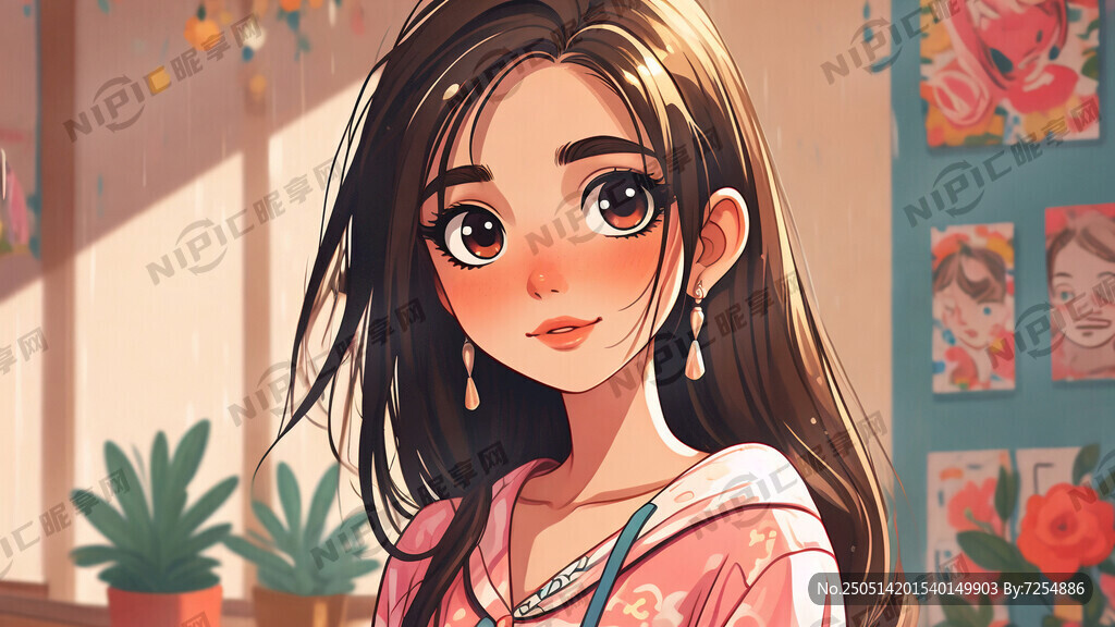 卡通美少女头像 写真风格