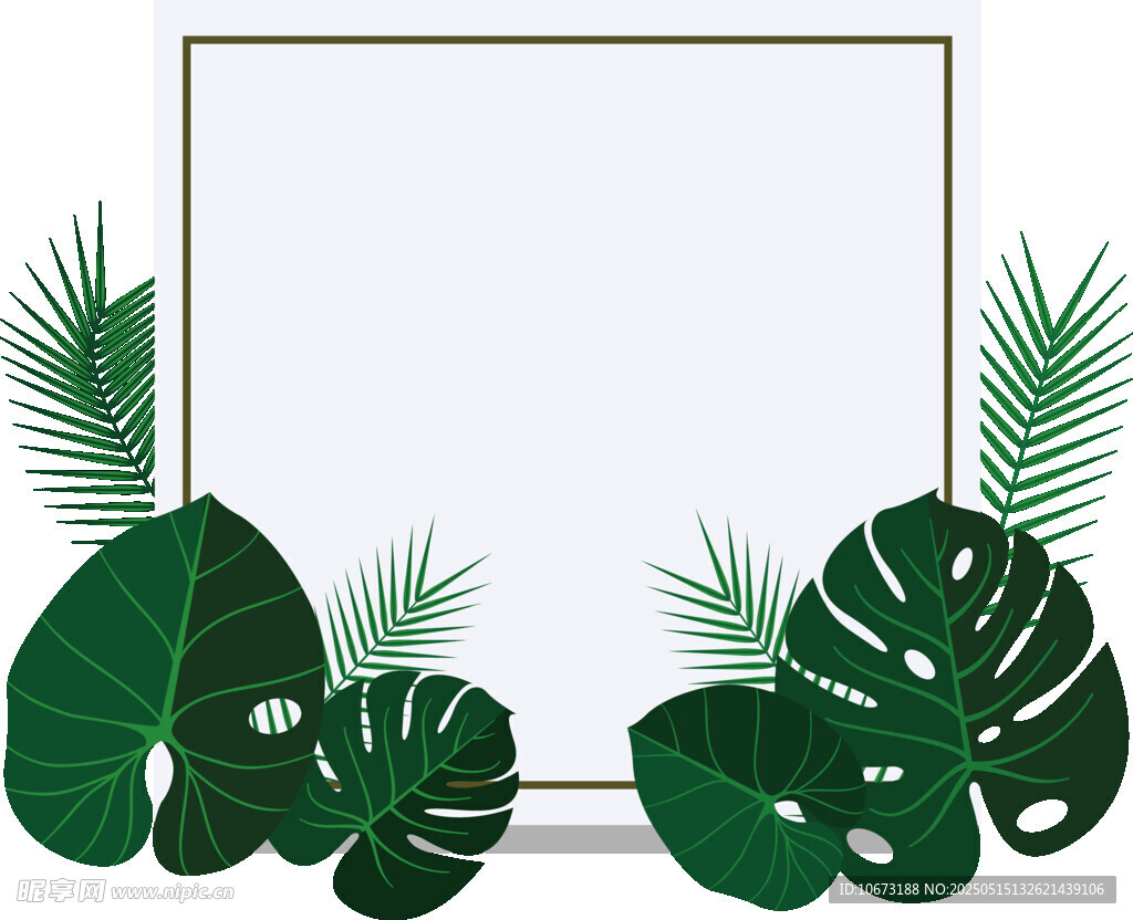 绿植环绕的空白画框