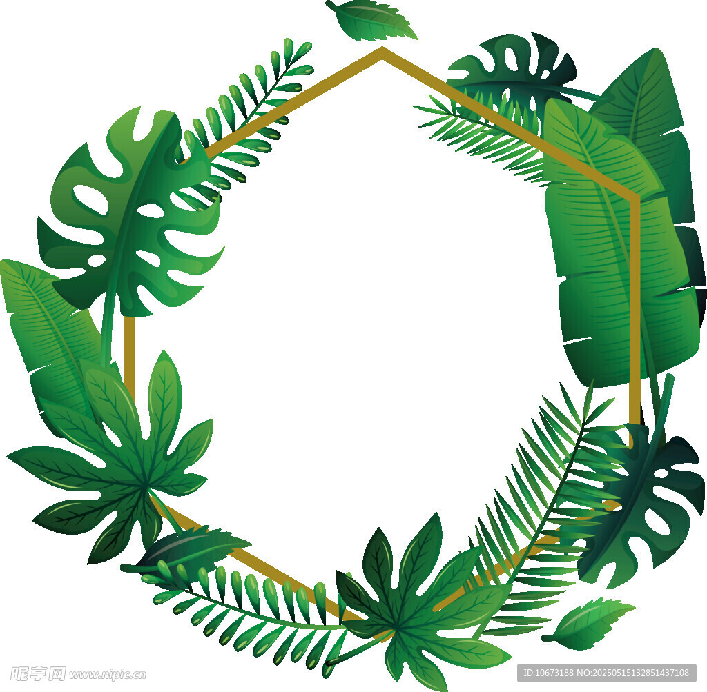 热带植物环绕的精美花环