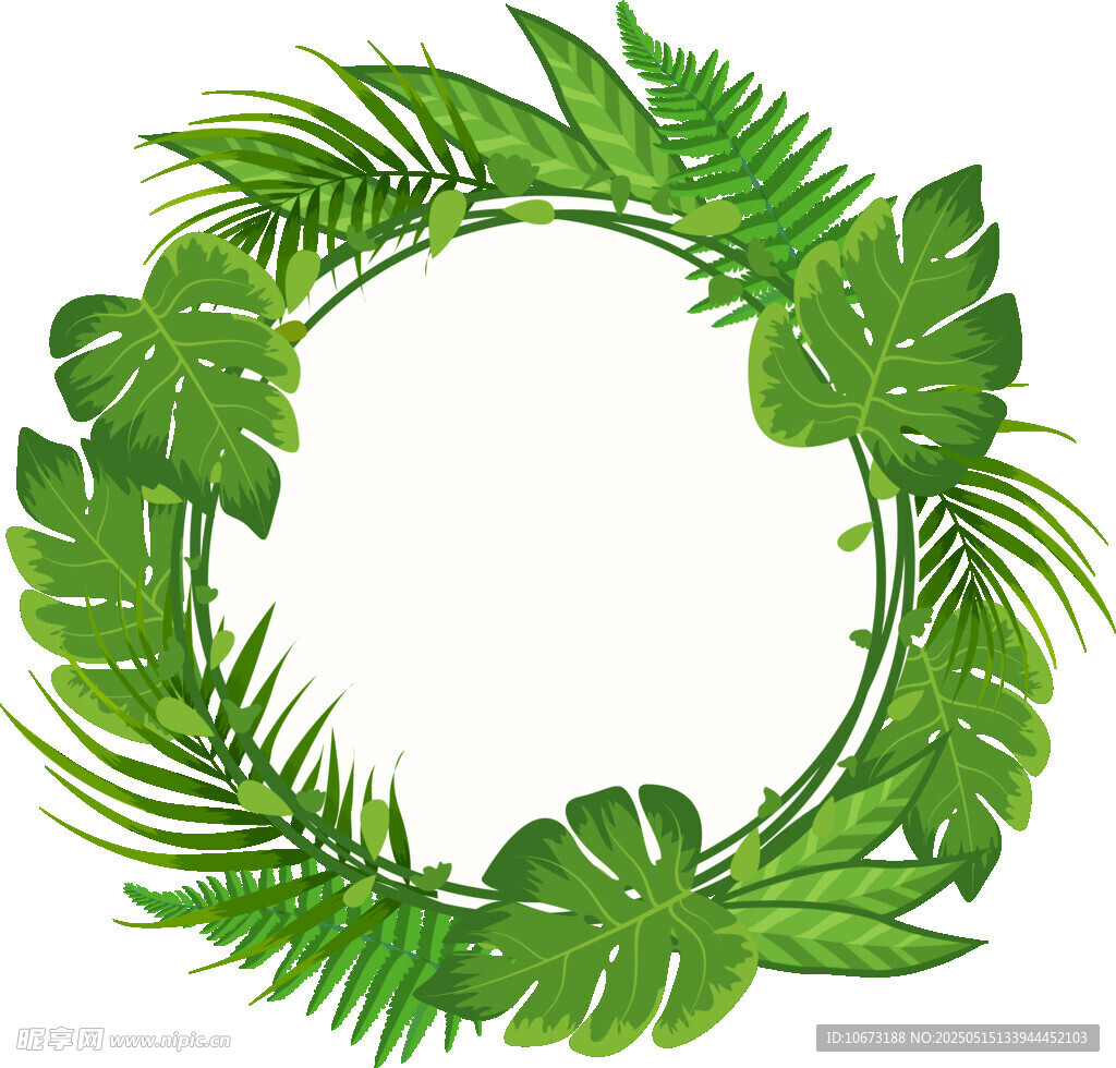 绿色热带植物环形装饰框