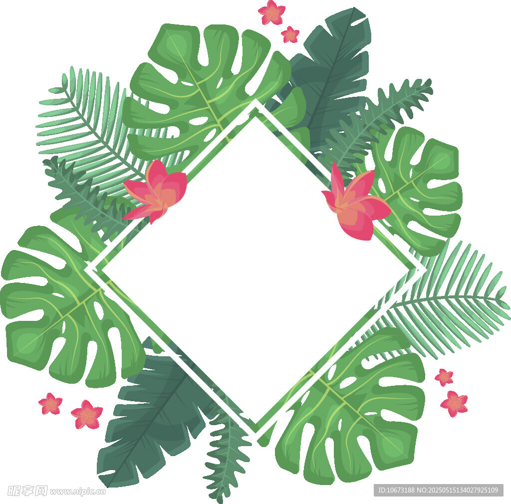 热带绿植花卉边框图案
