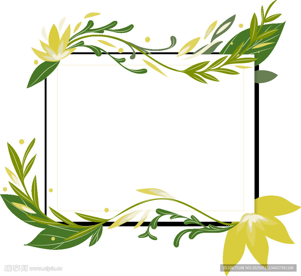 绿叶黄花装饰边框
