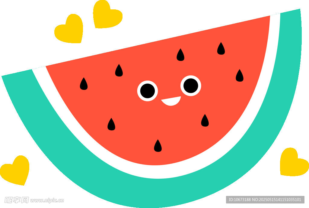 可爱笑脸西瓜插画
