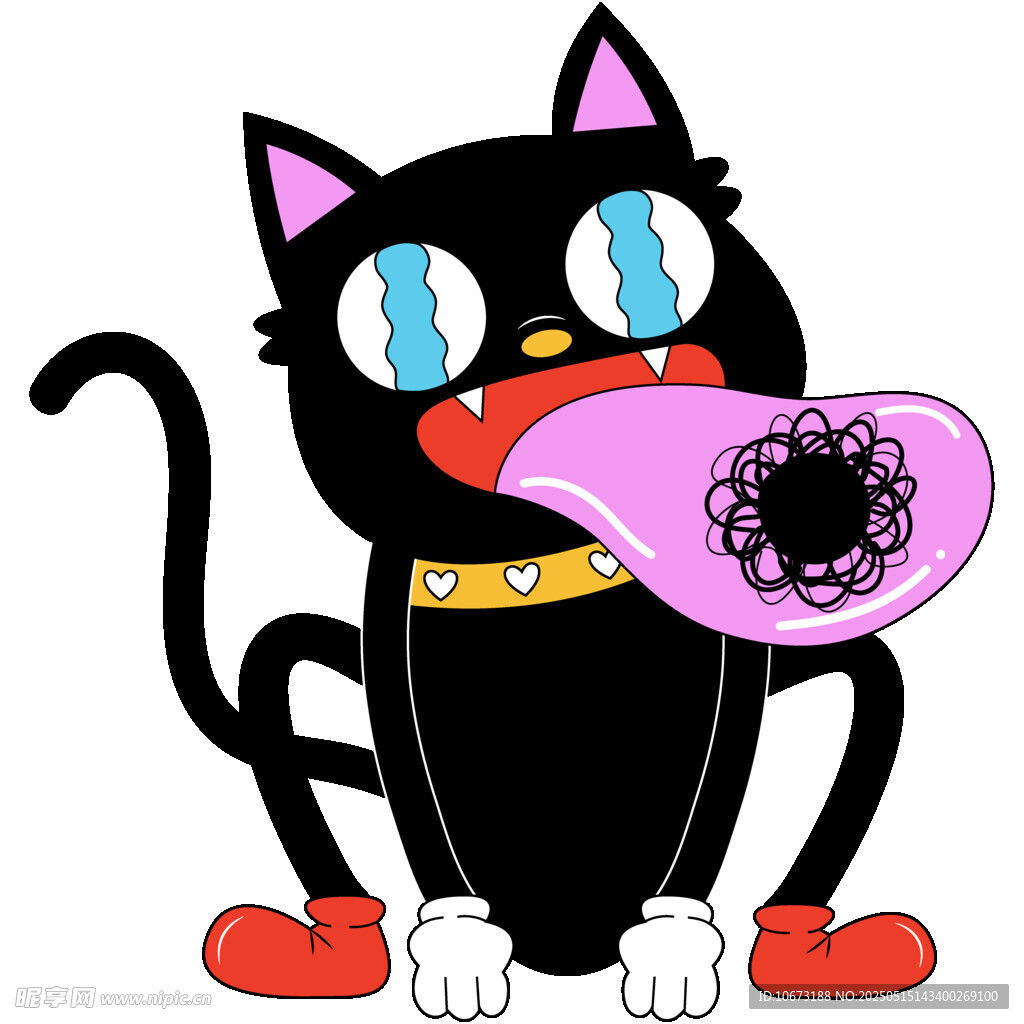 黑猫吹泡泡糖卡通形象