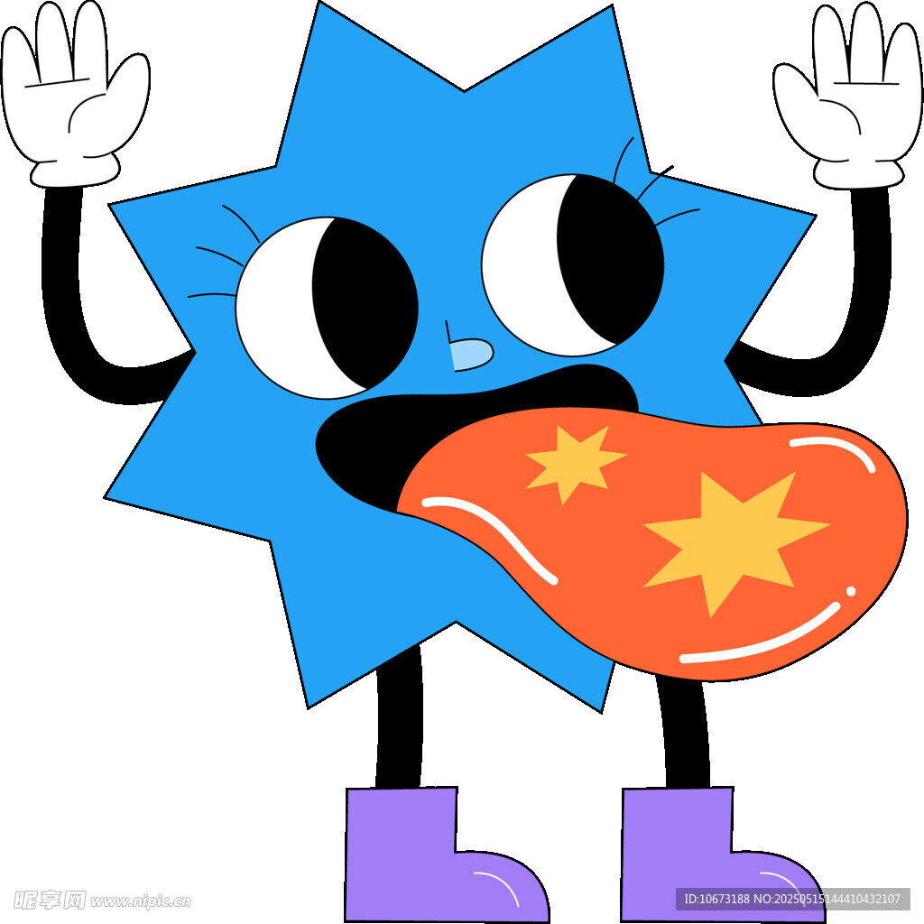 蓝色星星卡通角色吐舌头
