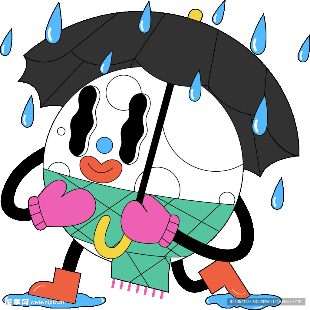 撑伞饭团雨中漫步