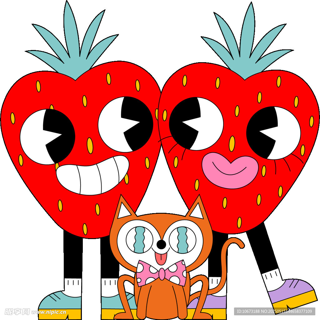草莓卡通伙伴与礼物盒