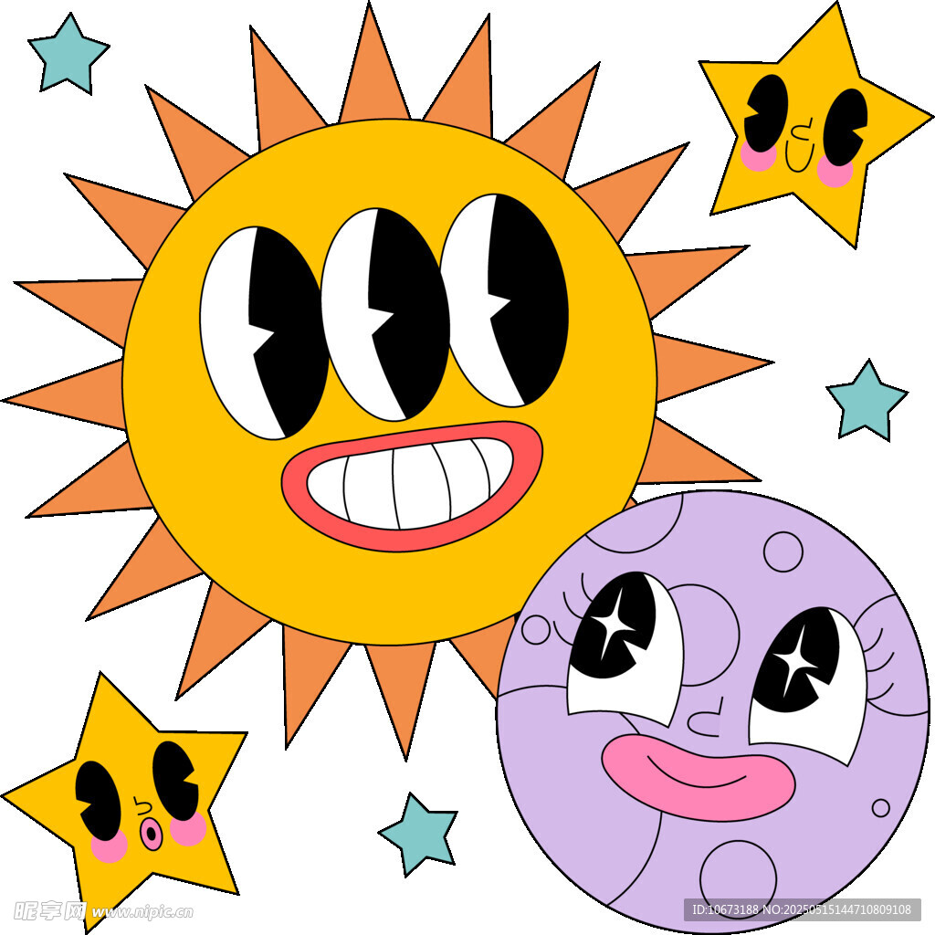可爱太阳与月亮卡通形象