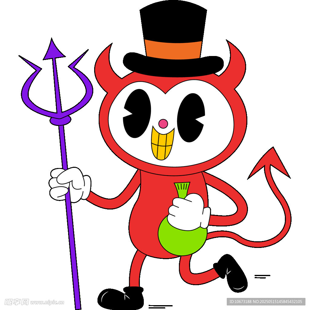 小恶魔手持魔杖与酒瓶