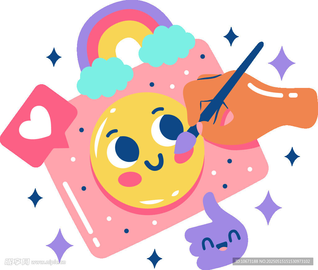 可爱笑脸相机插画元素