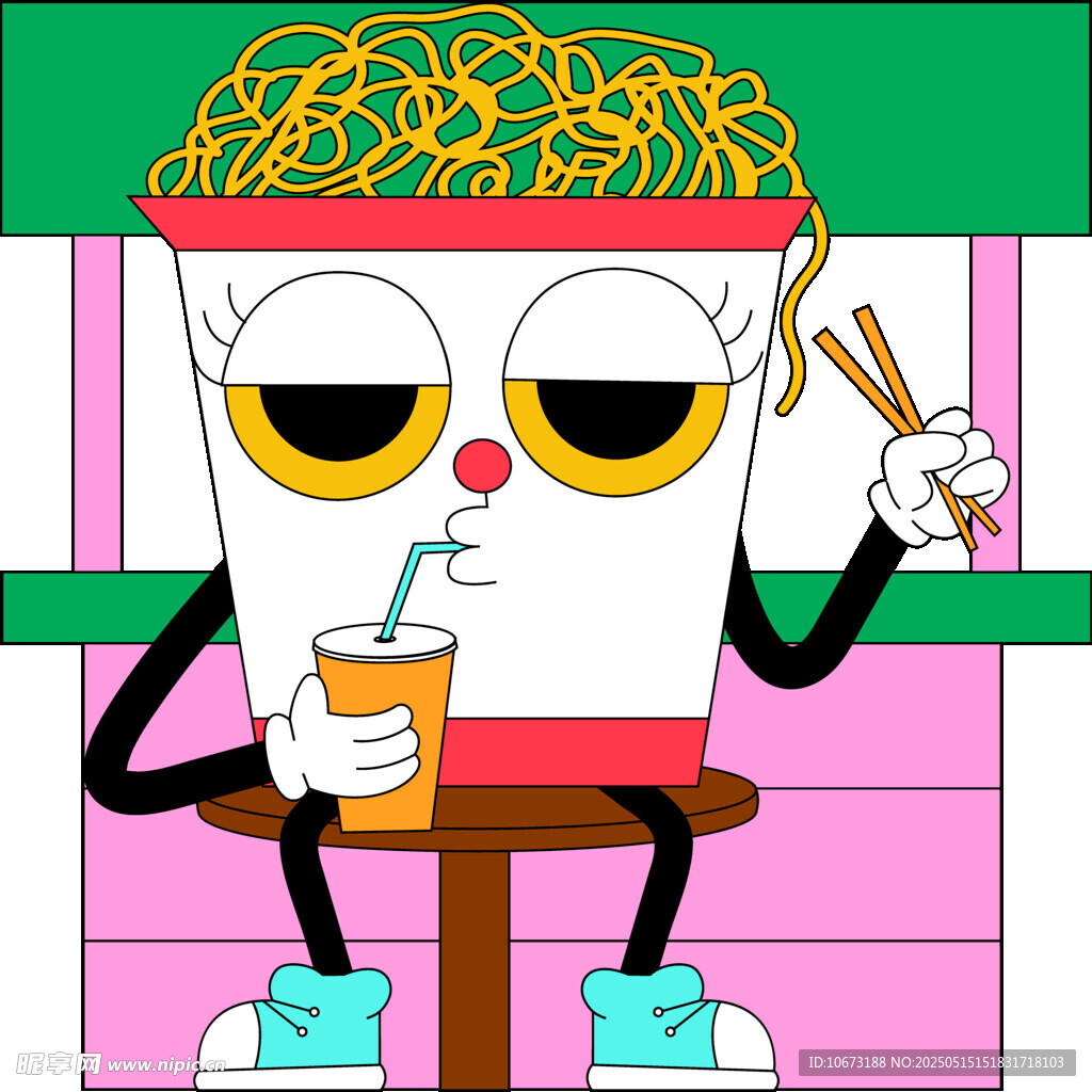 薯条人惬意享用美食