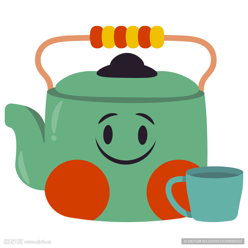 可爱绿茶壶与小茶杯