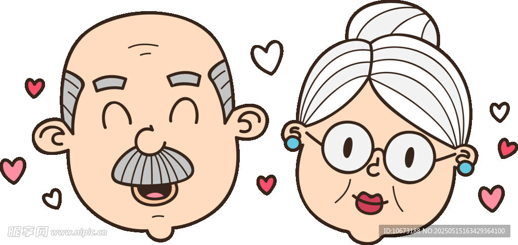 可爱老年夫妇头像插画