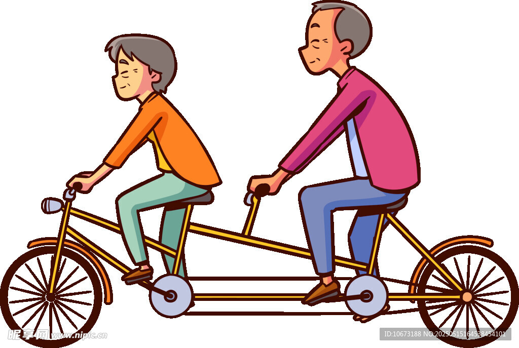 父子共骑双人自行车