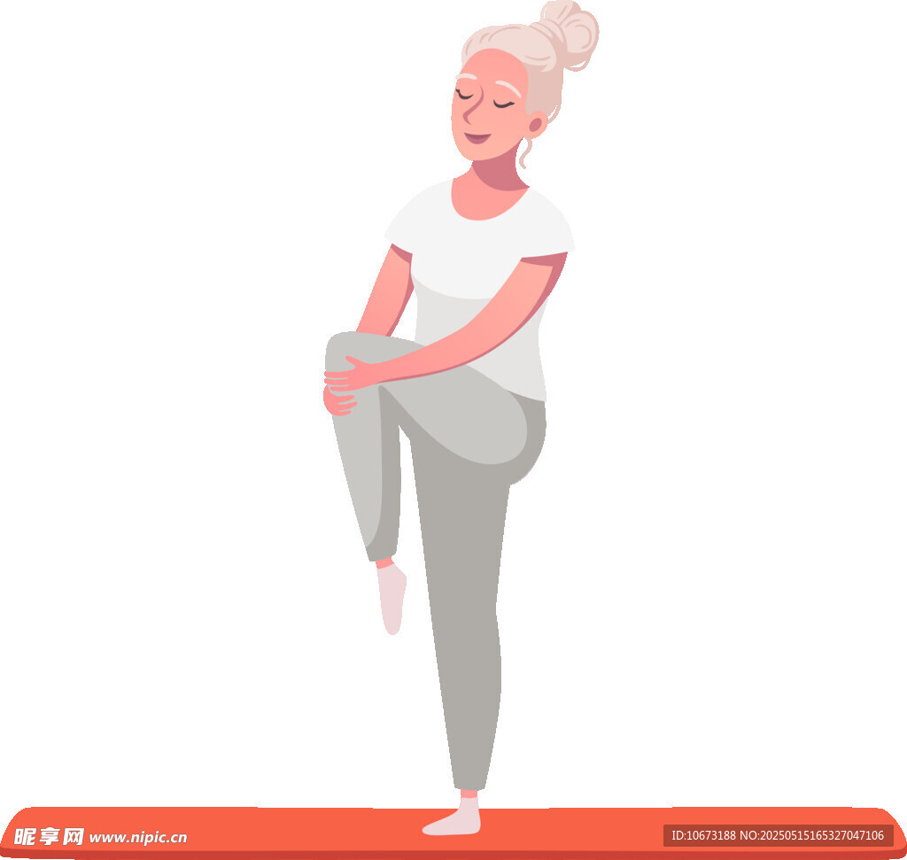 女士瑜伽垫上做拉伸动作