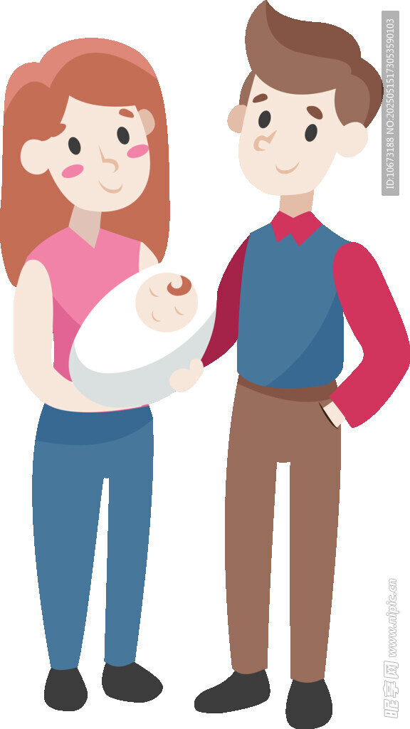 新手父母怀抱新生婴儿