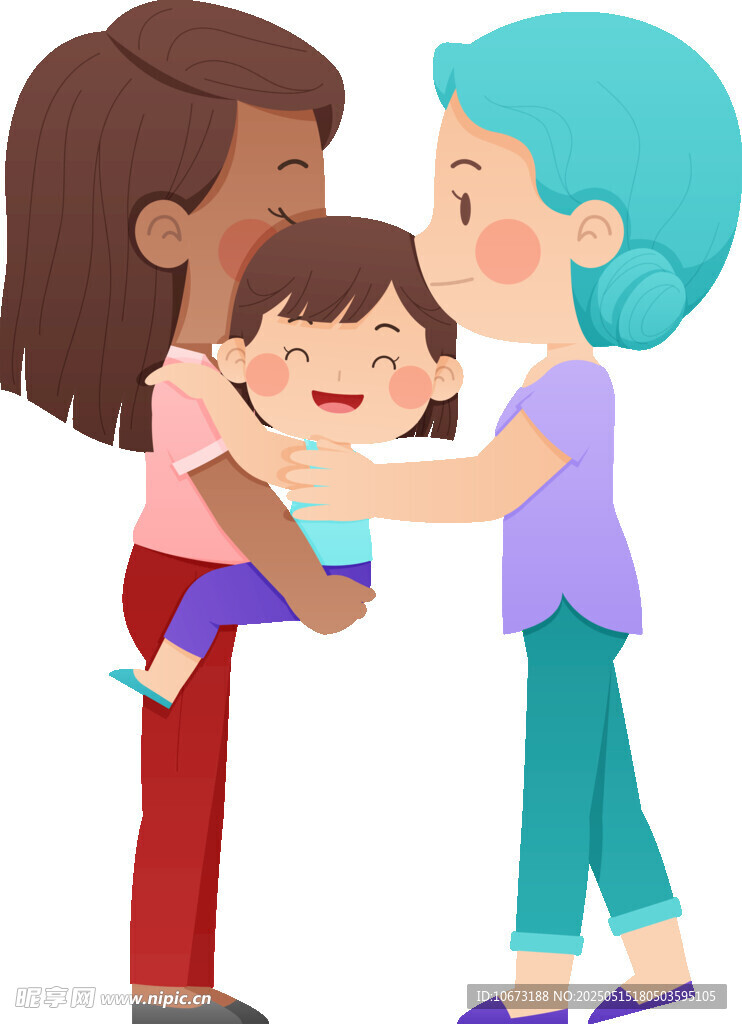 两位成人与小孩温馨互动