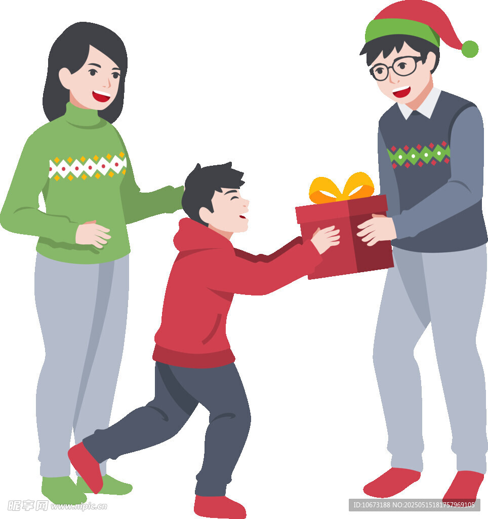 孩子给长辈送礼物场景