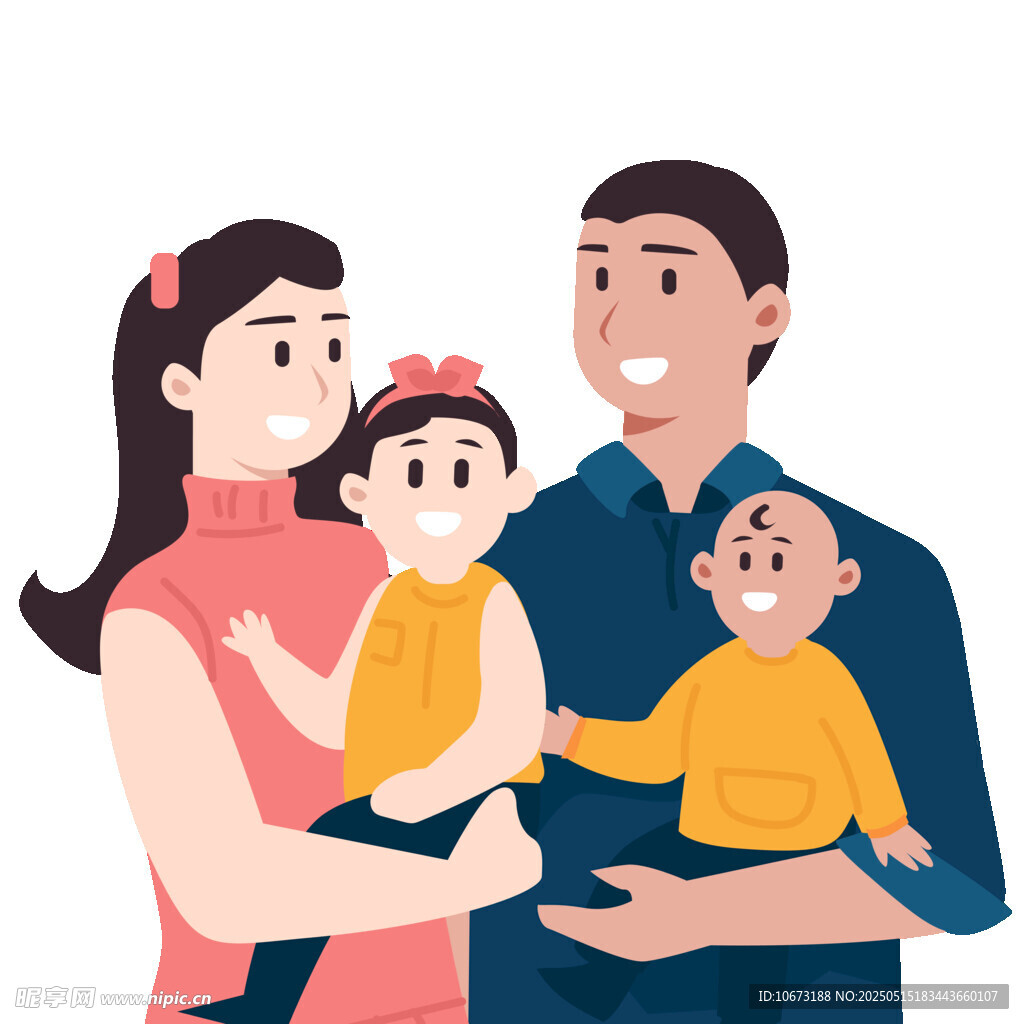 幸福一家四口温馨瞬间