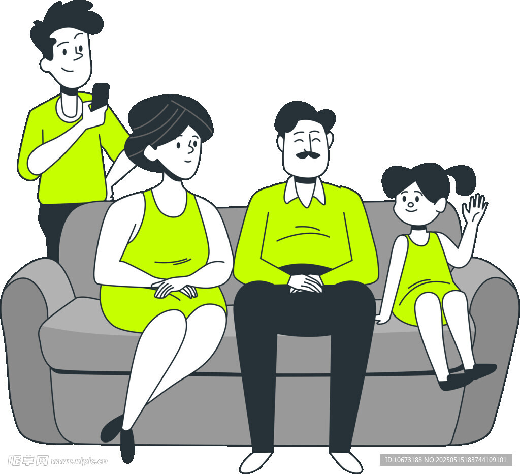 一家人沙发上的休闲时光