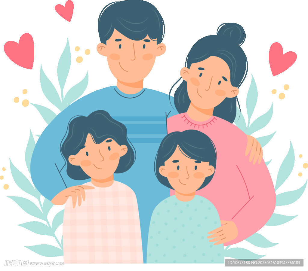 温馨四口之家幸福瞬间