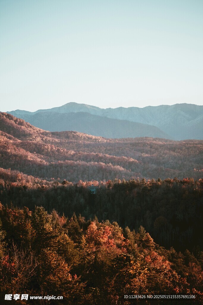 秋日山林远景