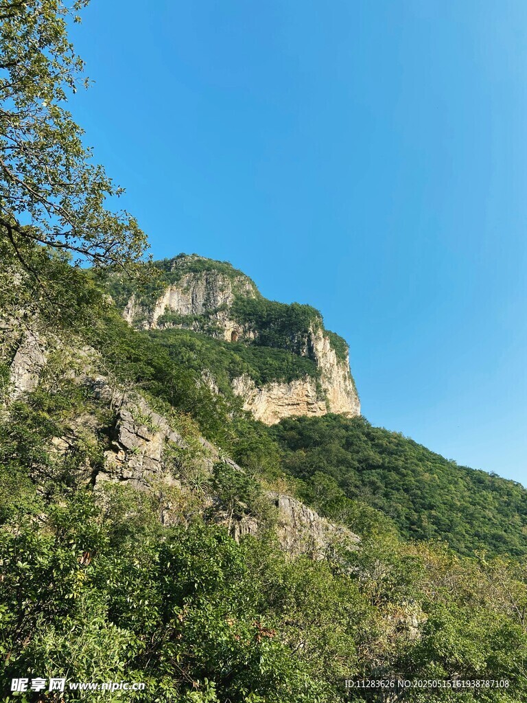 青山绿树间的秀丽山景