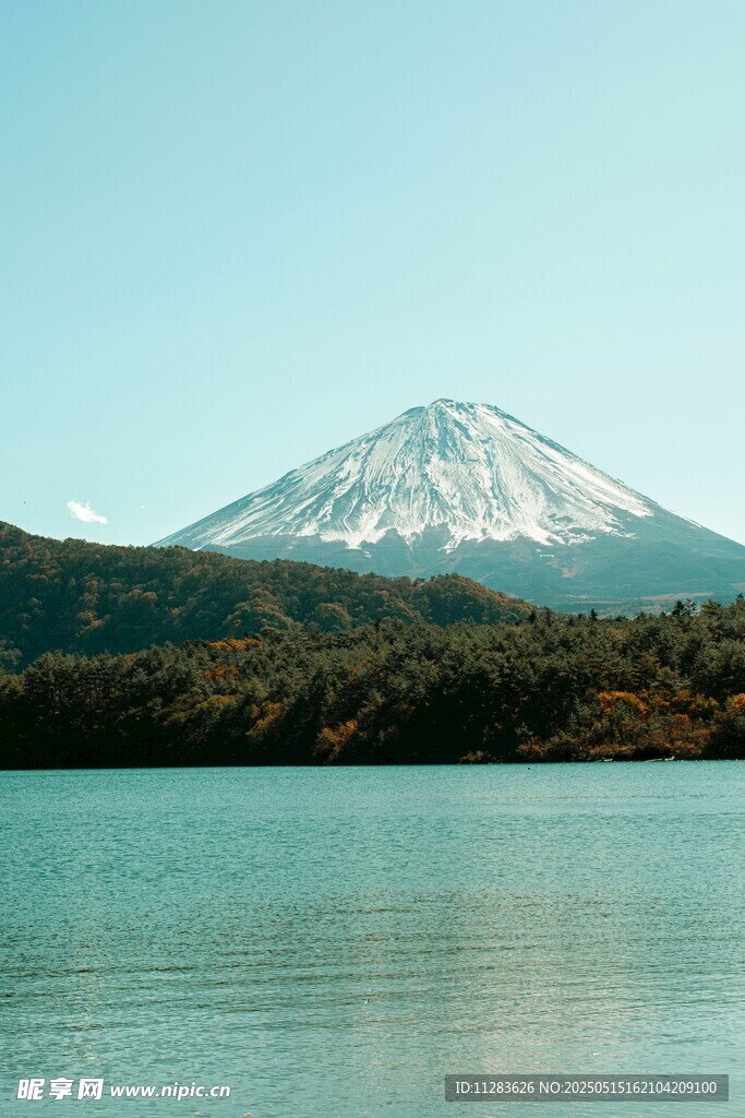 富士山下的静谧湖景